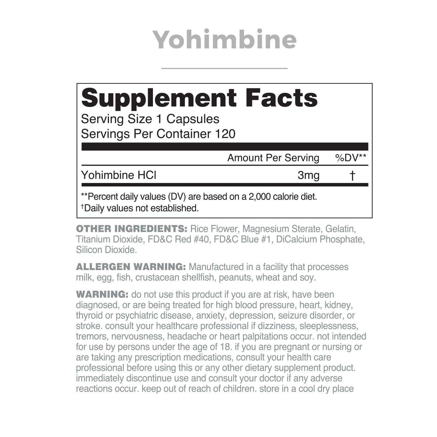Yohimbine HCl A2 Antagonist Nutrithority