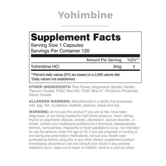 Yohimbine HCl A2 Antagonist Nutrithority
